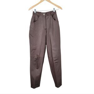 Forenza Vintage Chocolate Brown Leather Pants High Rise Tapered Leg